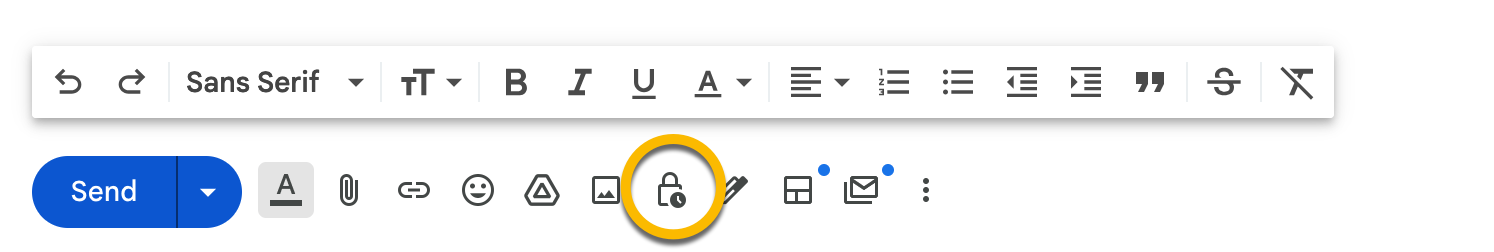 Confidential button, which looks like a lock icon