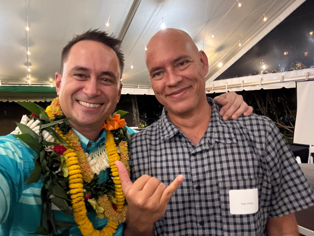 Taking a pic with Koa Changʻs dad, Ryan Chang.&nbsp;His favorite album of all-time is Hoʻala by The Brothers Cazimero.