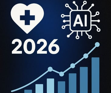 chart with healthcare and AI icons and 2026