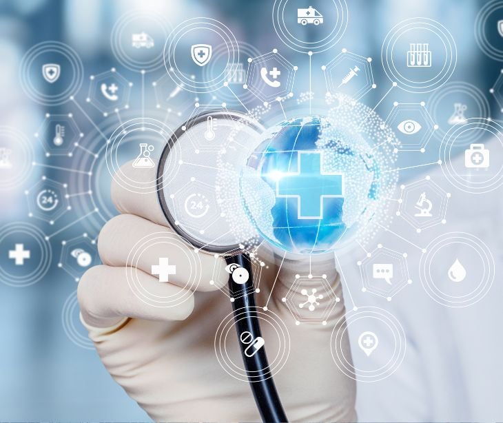stethoscope with healthcare icons