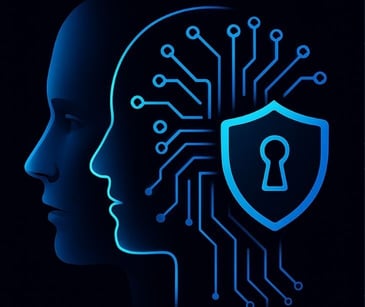 ai face icon with security lock