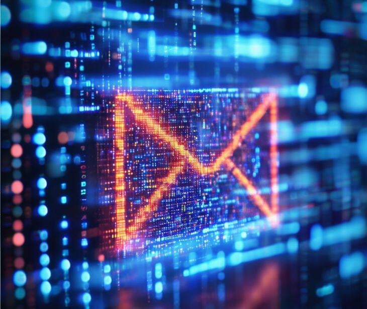 red email icon on digital background