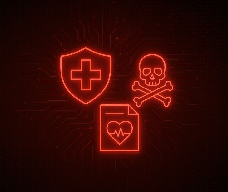 medical symbols and skull symbol