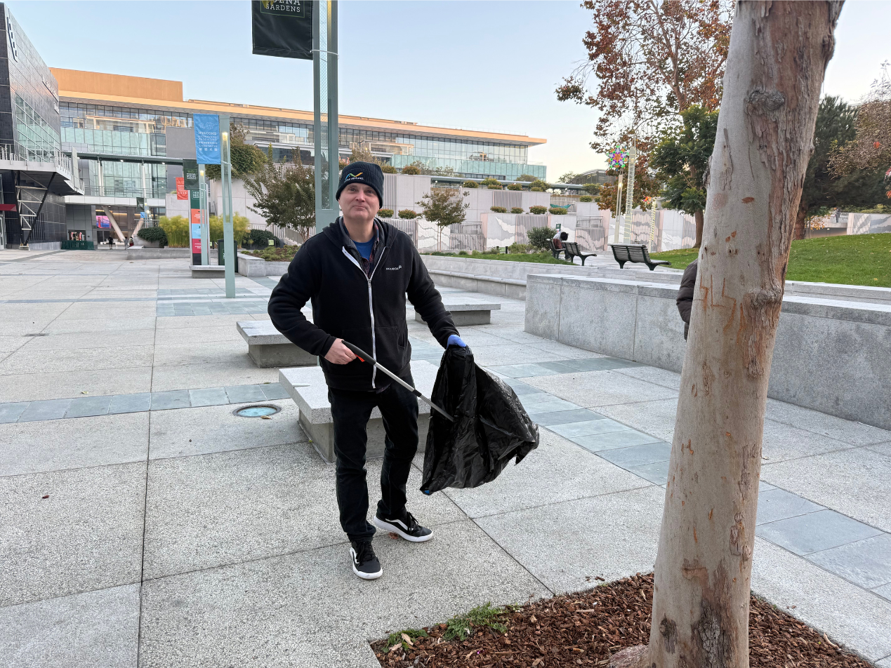 Pete Kirsheman, it was a bit chilly at Yerba Buena Gardens