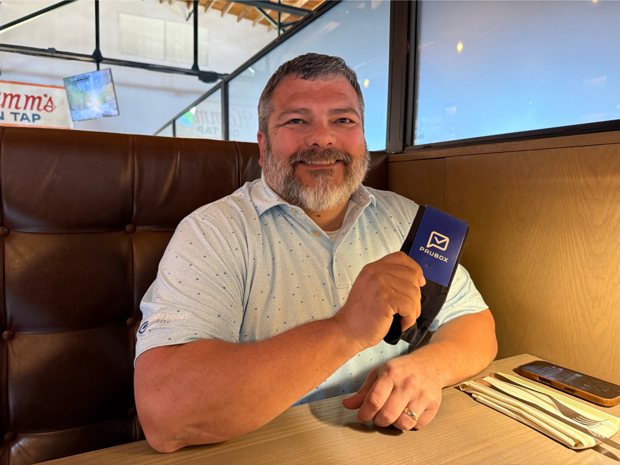 Bob Bowes with the latest Pausox | Customer lunch at Third Street Social in Kansas City