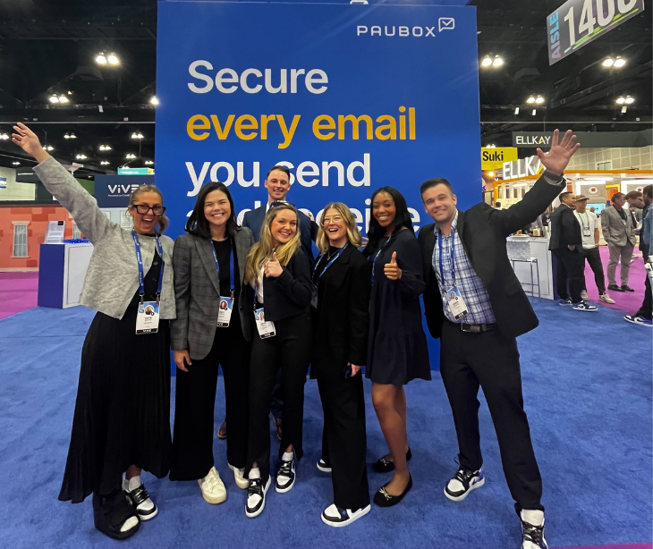 The Paubox team at the booth at ViVE 2026