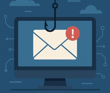 email icon with fish hook on computer