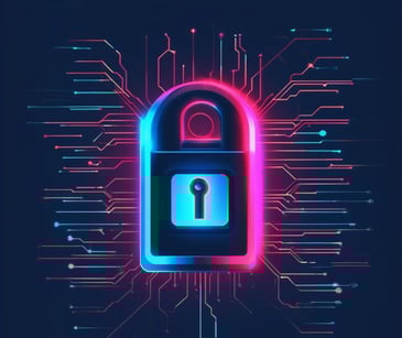 red and blue security lock