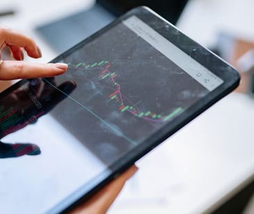 tablet with data graph