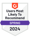 G2 Users Most Likely to Recommend badge