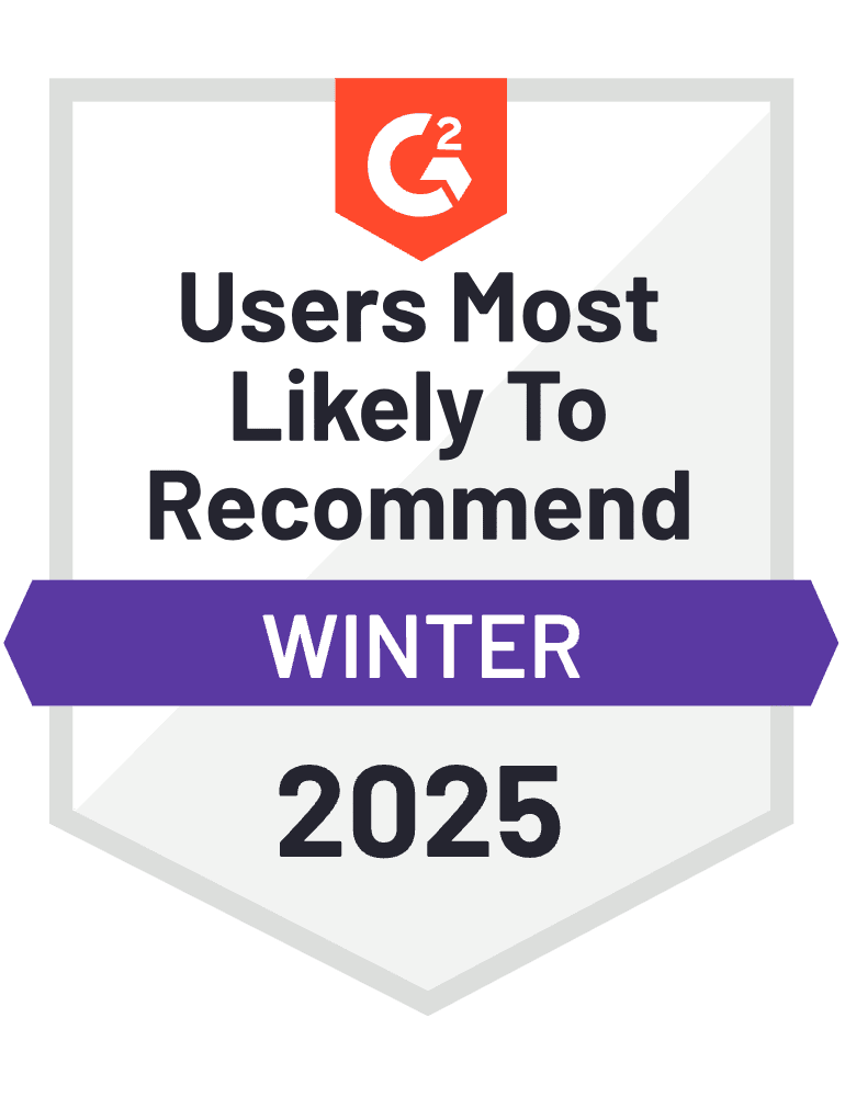 G2 Users Most Likely to Recommend badge