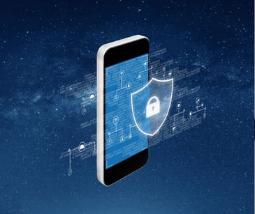 mobile phone with security shield icon