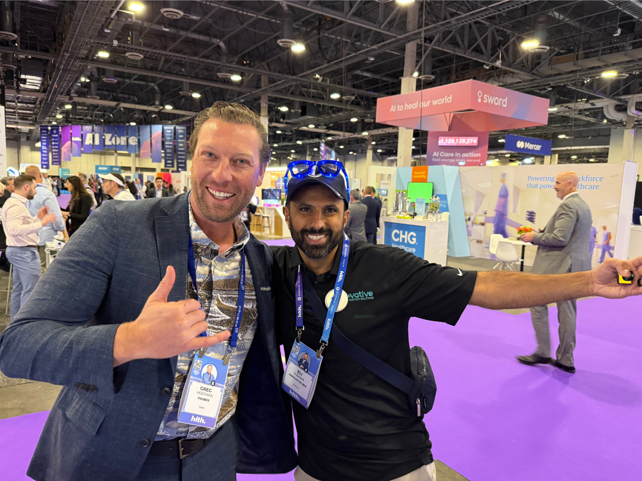 Greg "Hoff" Hoffman with Eli Tabaria (Innovative BPS), a new customer we signed up on the conference floor | HLTH USA 2025 Day 1: My Takeaways