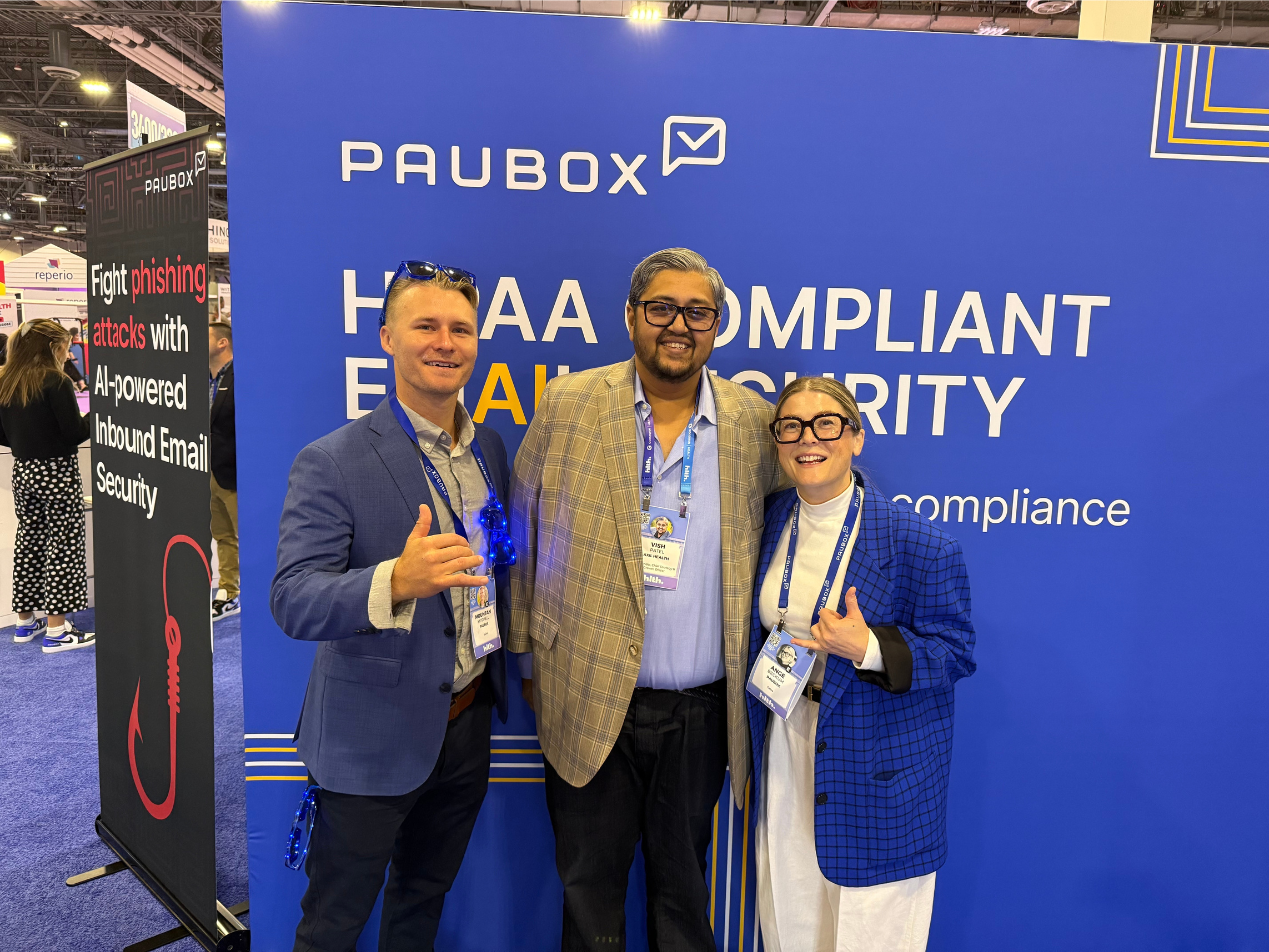Vish Patel (Axil Health) stopped by our booth to say hi. He really likes the seamless nature of Paubox | My Takeaways from Day Two of HLTH USA 2025