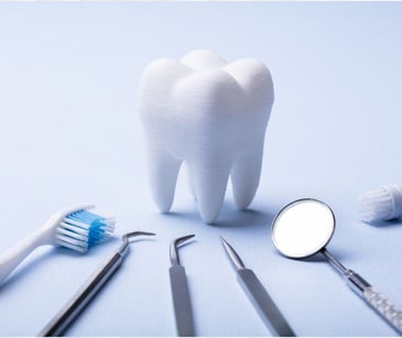 tooth with dental instruments