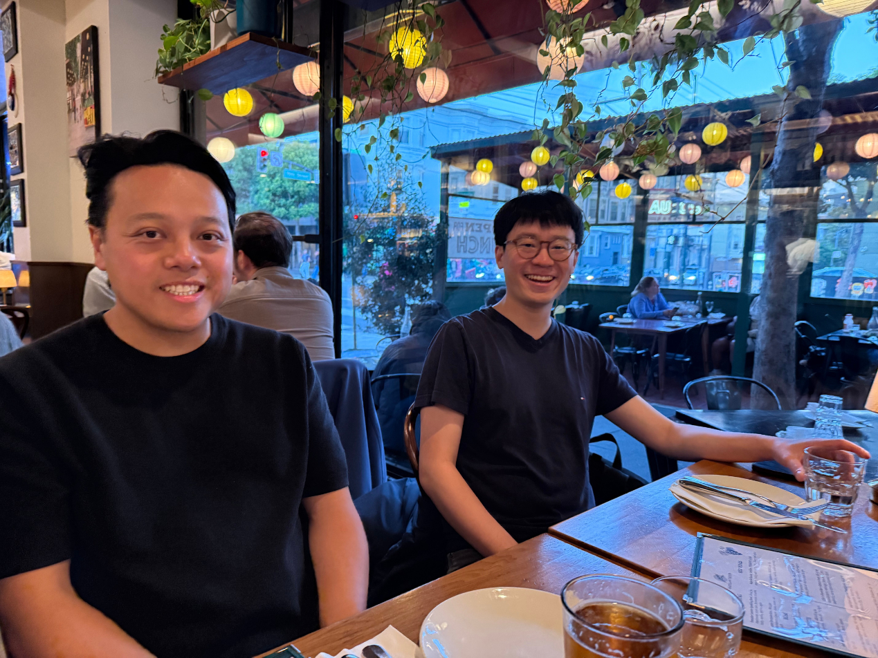 Jonathan Lin (right) networked right until his Uber arrived for his flight back to SEA. He didn't even get to hang out for dinner. Impressive | Health Tech Founders Dinner in SF