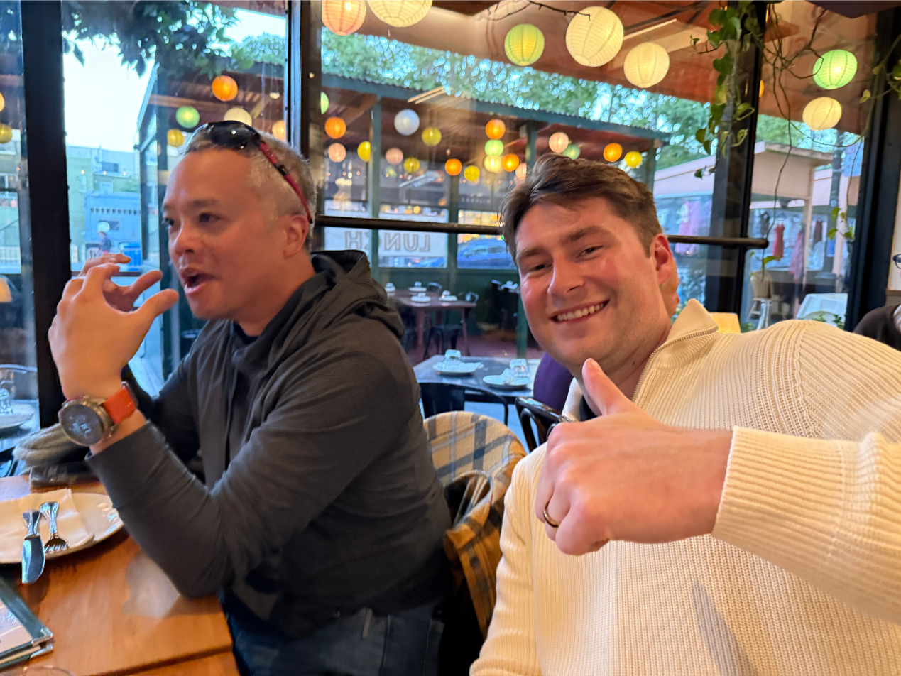 Luke Hartman (right) is fired up for the journey ahead | Health Tech Founders Dinner in SF