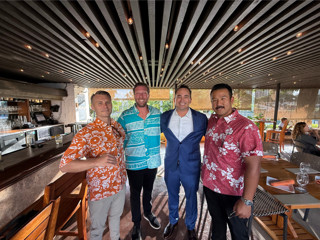 Team Paubox made it happen: Mountan Mitchell, Greg Hoffman, myself, and Christian Cruz | Industry Dinner in Honolulu with Paubox and Malama Ola
