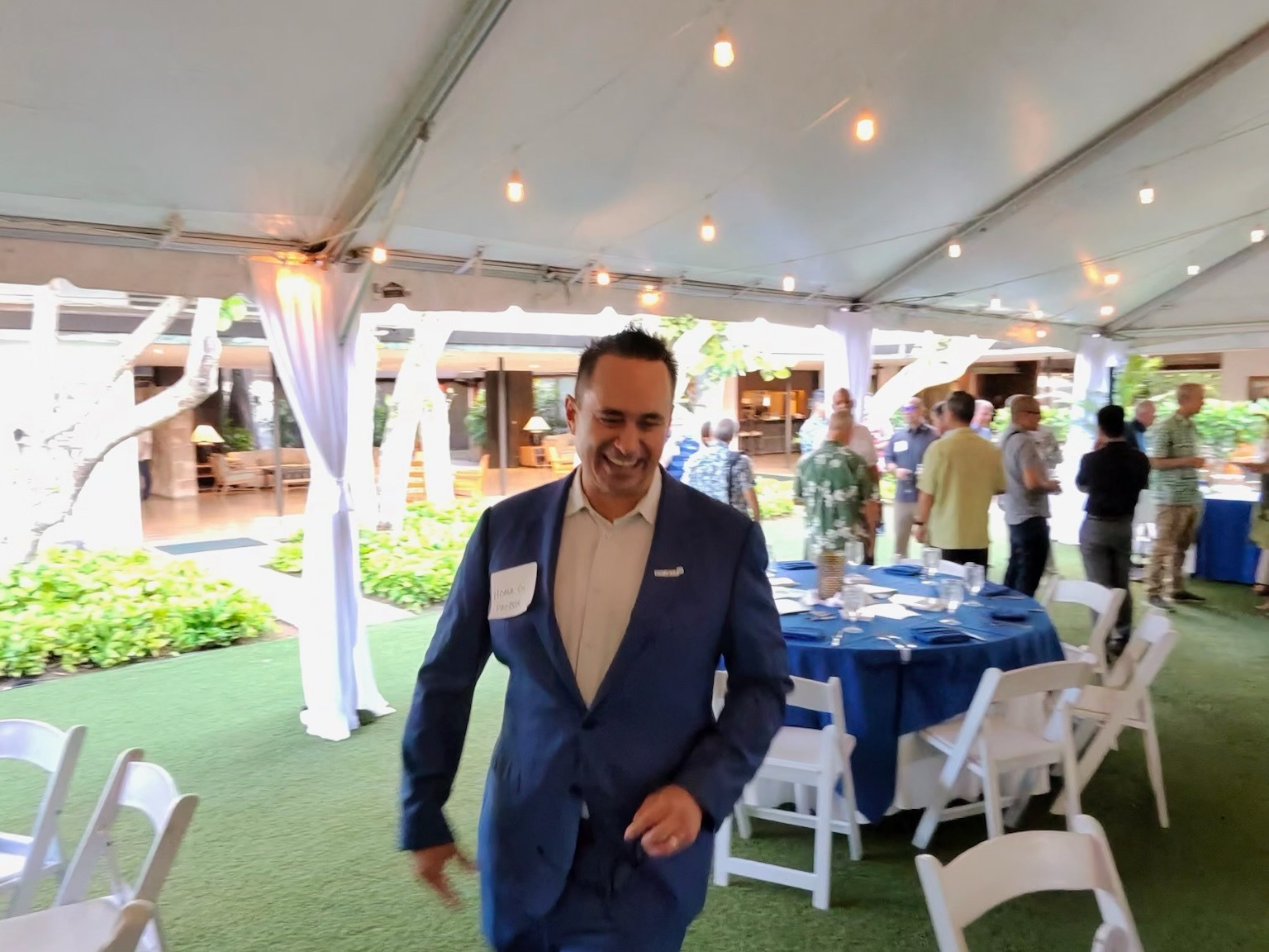 Life is busy these days. This pic, taken from Leroy Kane's Ray-Ban Meta Glasses, sums it up. | Industry Dinner in Honolulu with Paubox and Malama Ola