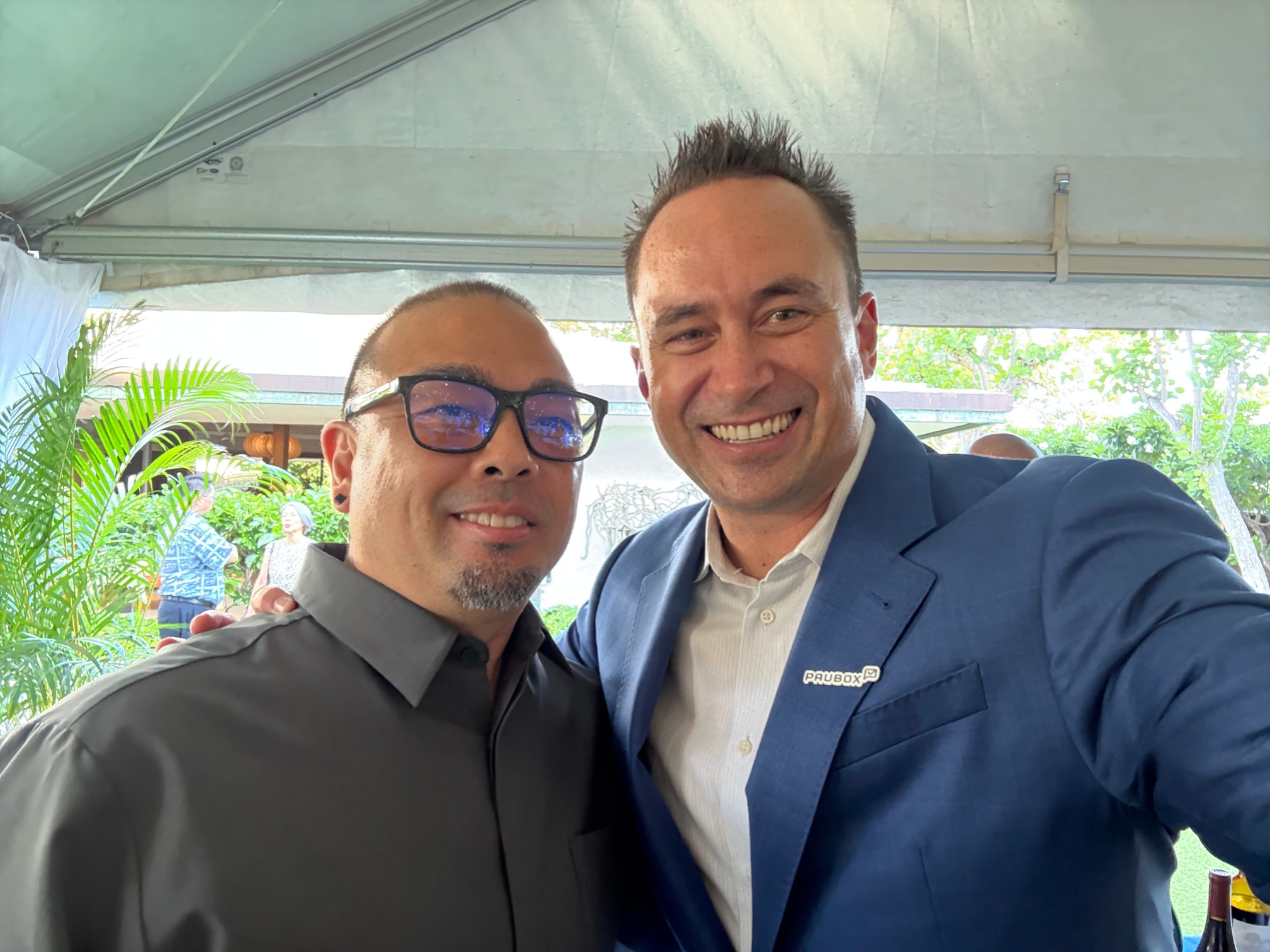 Hoala Greevy with Jon Sumida, newly-minted CIO of Diagnostic Laboratory Services | Industry Dinner in Honolulu with Paubox and Malama Ola