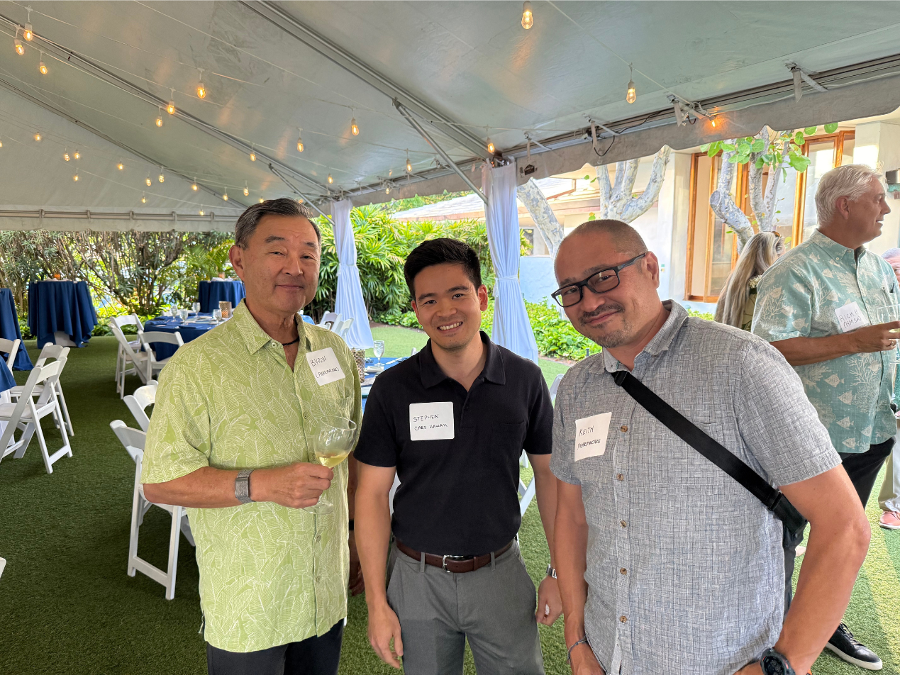 Left to right: Byron Yoshino (CEO, Pharmacare Hawaii), Stephen Choy (CARE Hawaii), Keith Leong (Director of IT, Pharmacare Hawaii)