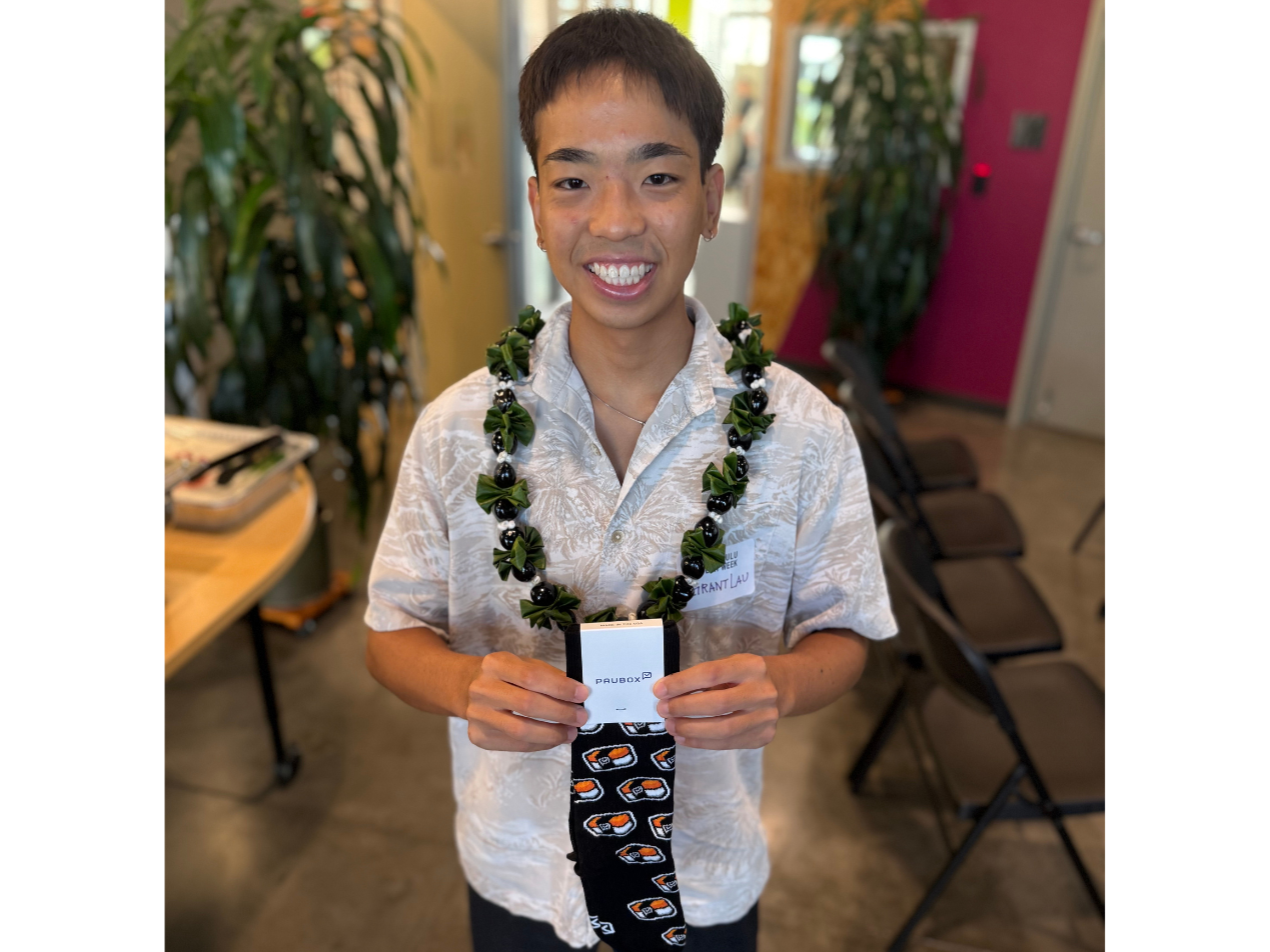 Scholarship panelist Grant Lau is all smiles with the Pausox | Honolulu Tech Week 2025: Paubox Kahikina Scholarship Panel