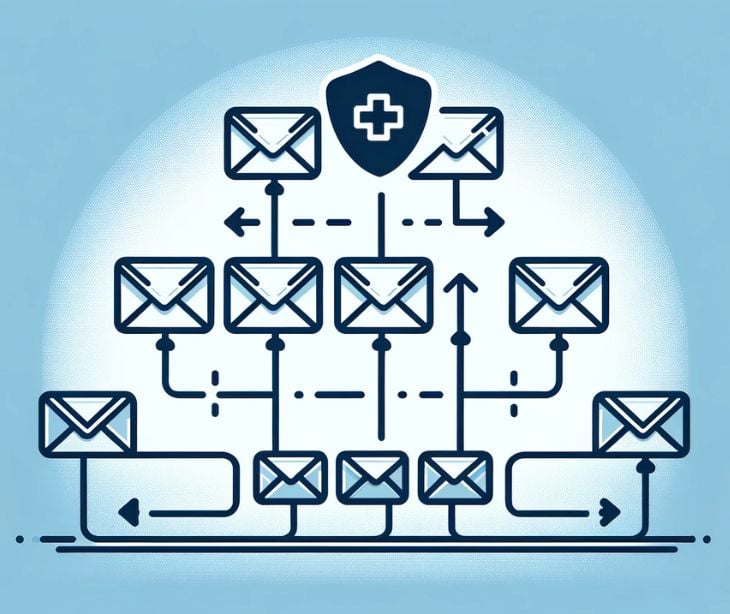 medical symbol with email icons