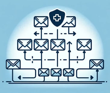 medical symbol with email icons