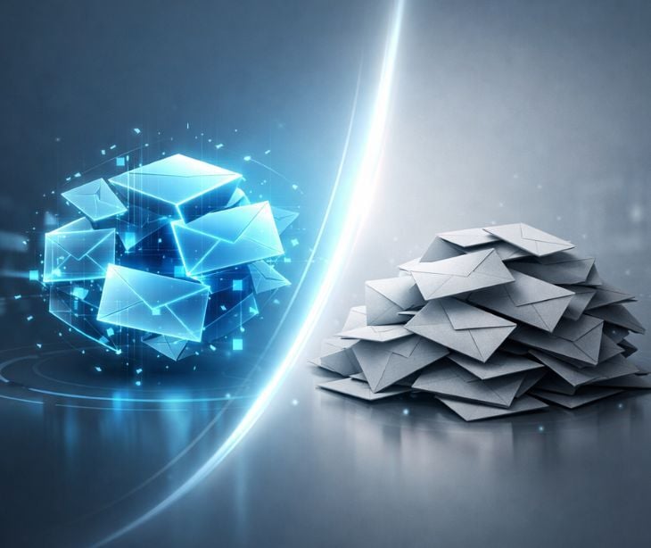 blue and grey digital email icons