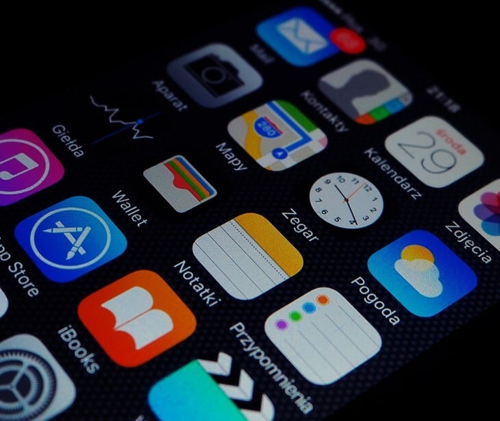 Images of app logos on a screen. 