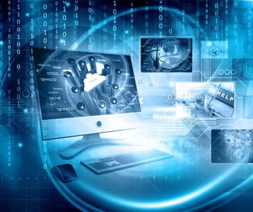 digital health icons over a computer