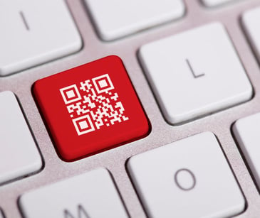 red qr code on keyboard