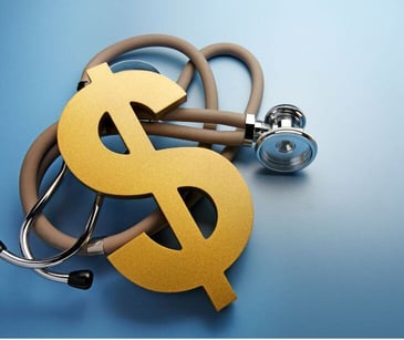 money symbol with stethoscope