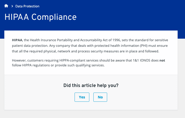 Can I use 1&1 (IONOS) and be HIPAA Compliant? - Paubox