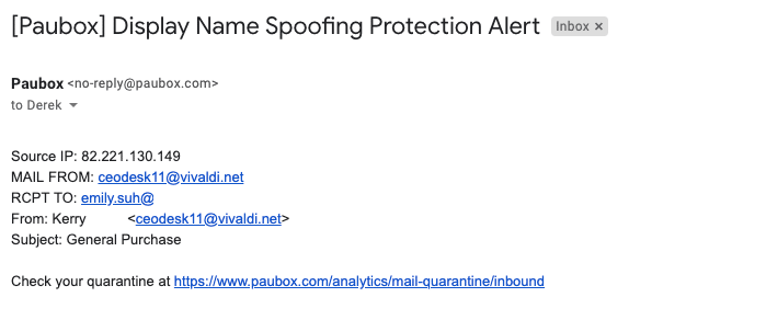 Executive Protection via Display Name Spoofing Filtering - Paubox