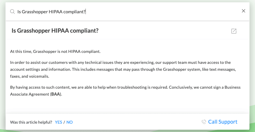 Can I use Grasshopper and be HIPAA Compliant?