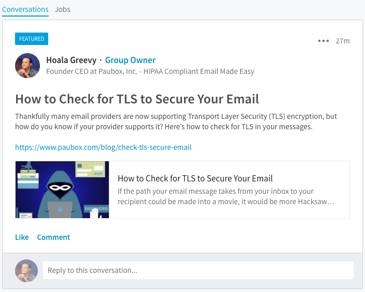 Our new LinkedIn group: HIPAA compliant email