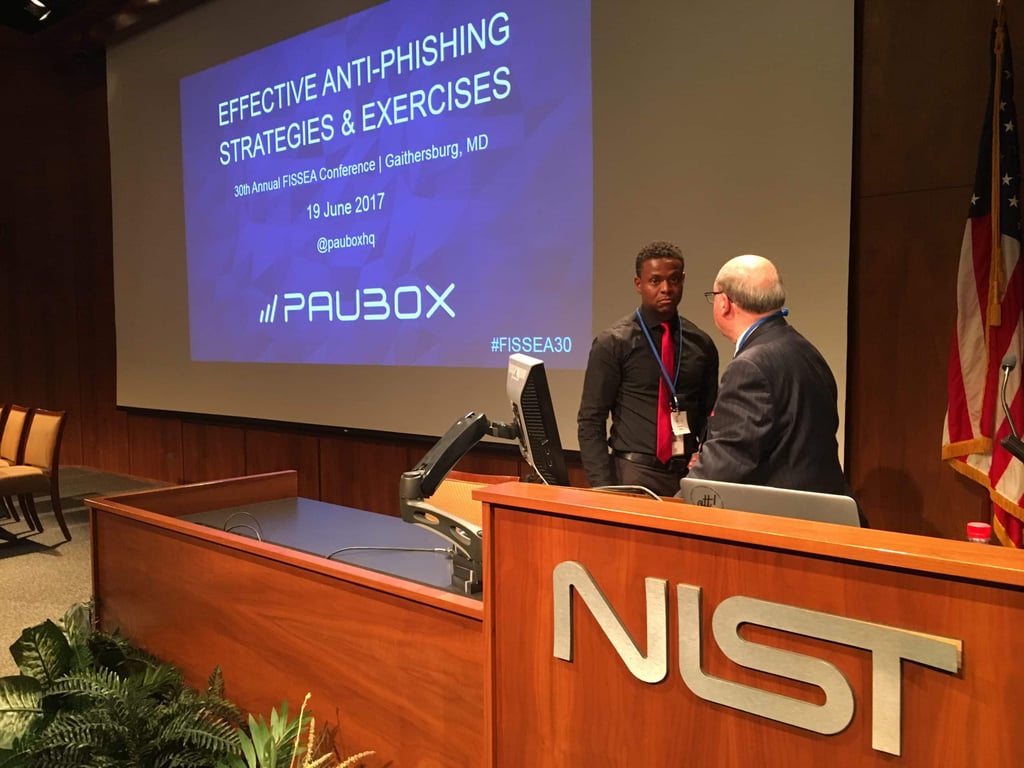 Clarence Williams and Arthur Chantker making sure things are a go at the FISSEA Conference at NIST - Paubox