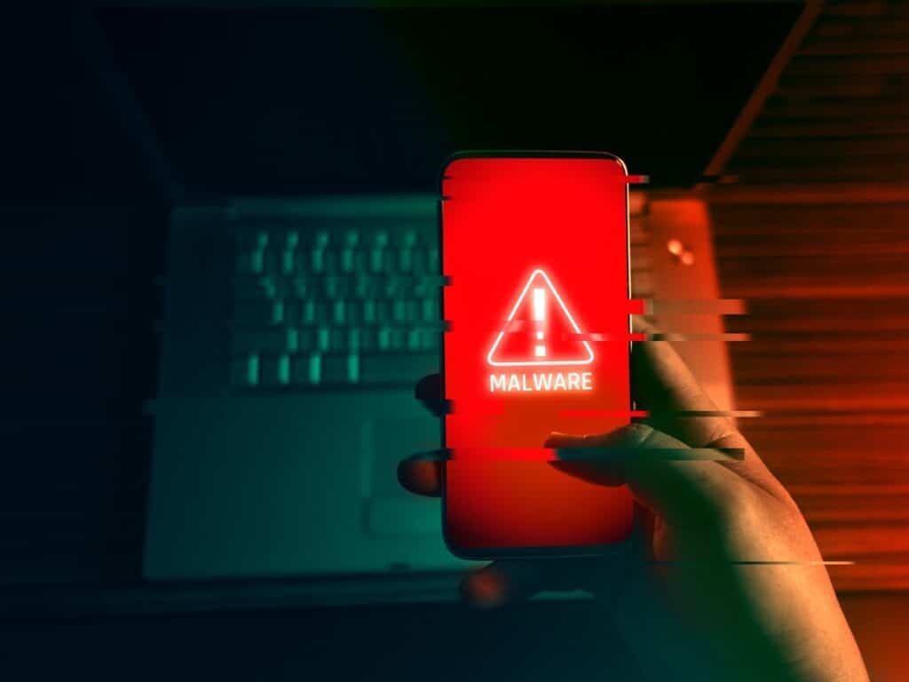 blurry red malware phone