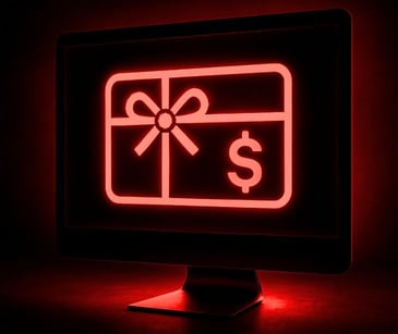 computer screen with gift card icon