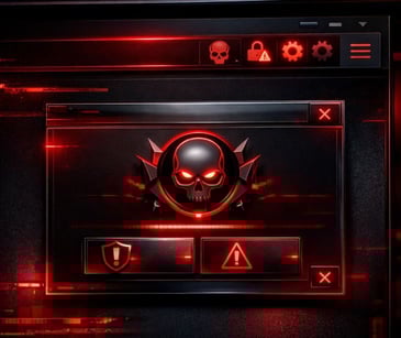 browser window with red skull