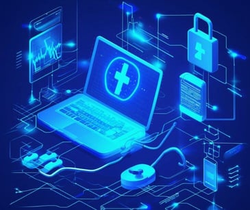 computer with healthcare icons
