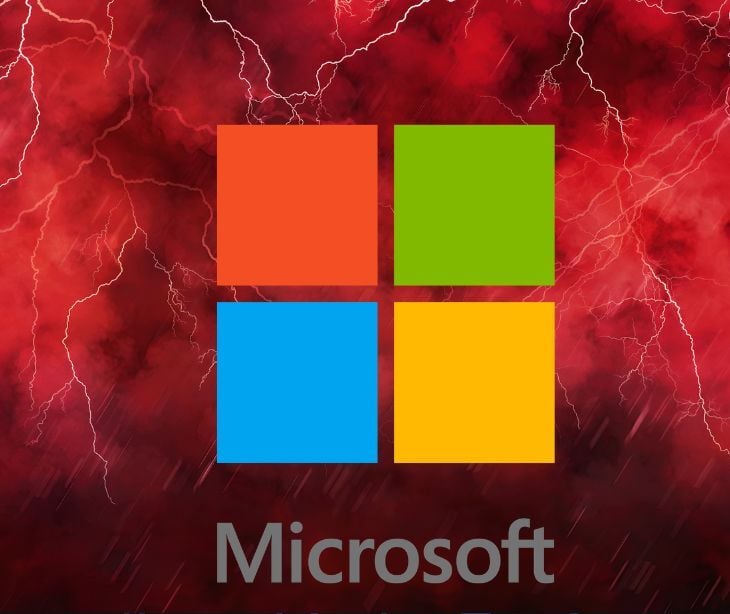 microsoft logo on red background