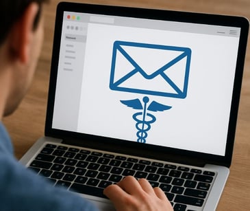 email icon and healthcare icon on computer screen