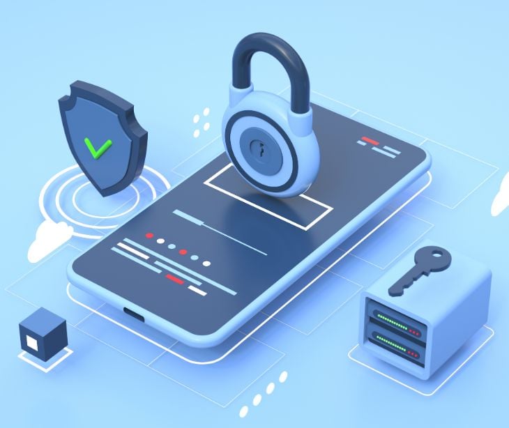 phone with security lock and shield