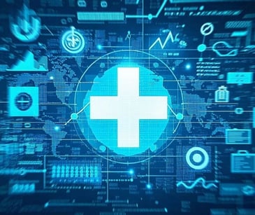 floating digital healthcare icons