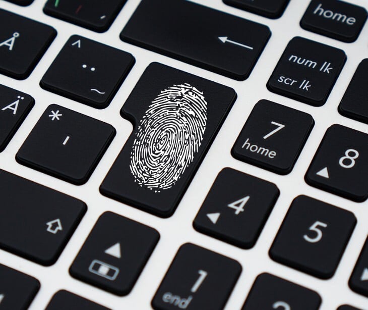 Image ofa fingerprint on a keyboard. 