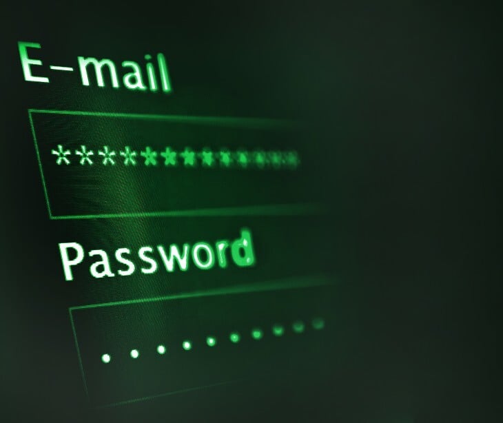 email and password on screen