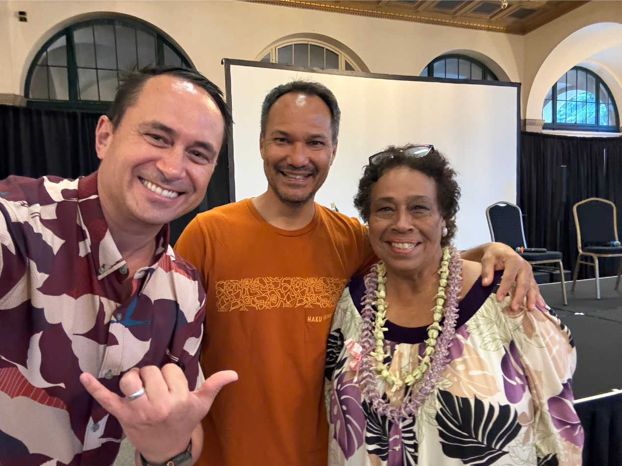 Hoala Greevy with Olin Lagon and Gloria Borland before things got started | Patent Your Invention - Hawaii Tech Week 2026