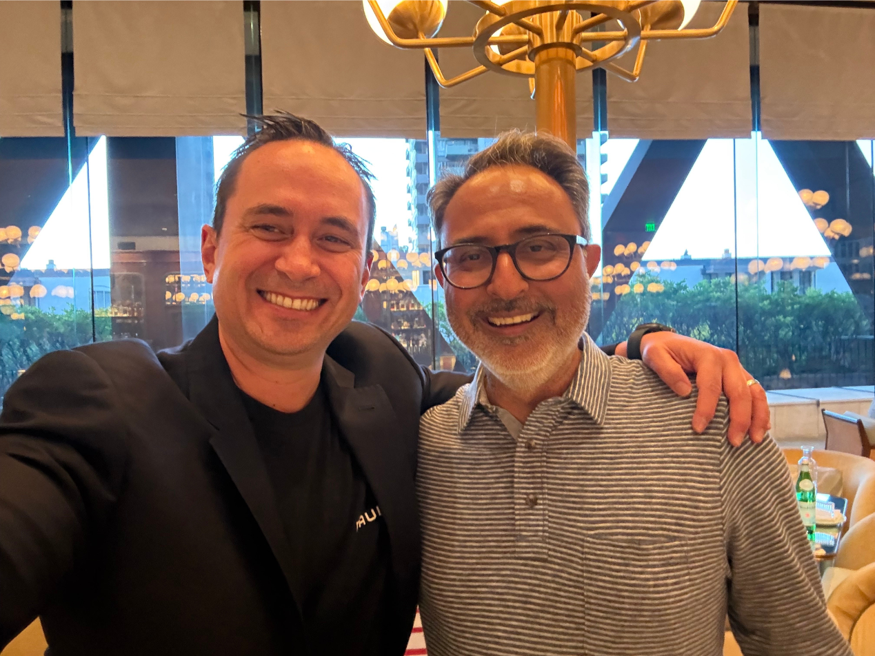 Hoala Greevy with longtime college friend, Sanjeev Thakkar (CEO, How Digital)